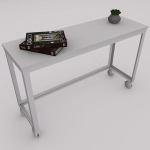 MESA MARELLI DE APOIO MOVEMENT 1200X400MM BRANCA COM RODÍZIOS EM BRANCO