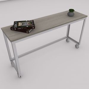 MESA DE APOIO  COM RODAS MARELLI MOVEMENT  1400X400MM CARVALHO BERLIM COM RODÍZIOS EM BRANCO