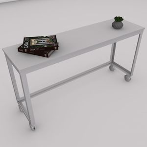 MESA DE APOIO  COM RODAS MARELLI MOVEMENT 1400X400MM BRANCA COM RODÍZIOS EM BRANCO