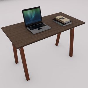 MESA HOME OFFICE MARELLI SKILL 1200X600MM CARVALHO MUNIQUE COM PÉS DE MADEIRA MACIÇA