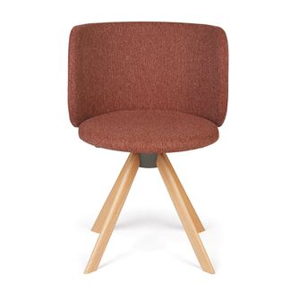 CADEIRA DESIGN MARELLI ESTOFADA BAIXA ARCO GIRATÓRIA MESCLA TERRACOTA PÉ MADEIRA