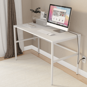 MESA ESCRITÓRIO MARELLI FRAME 1200X600MM BRANCA COM ESTRUTURA EM BRANCO