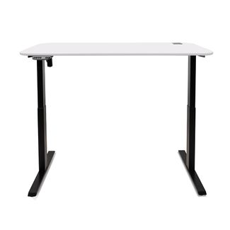 MESA COM REGULAGEM DE ALTURA MARELLI UP 1400x700MM BRANCA COM ESTRUTURA EM PRETO